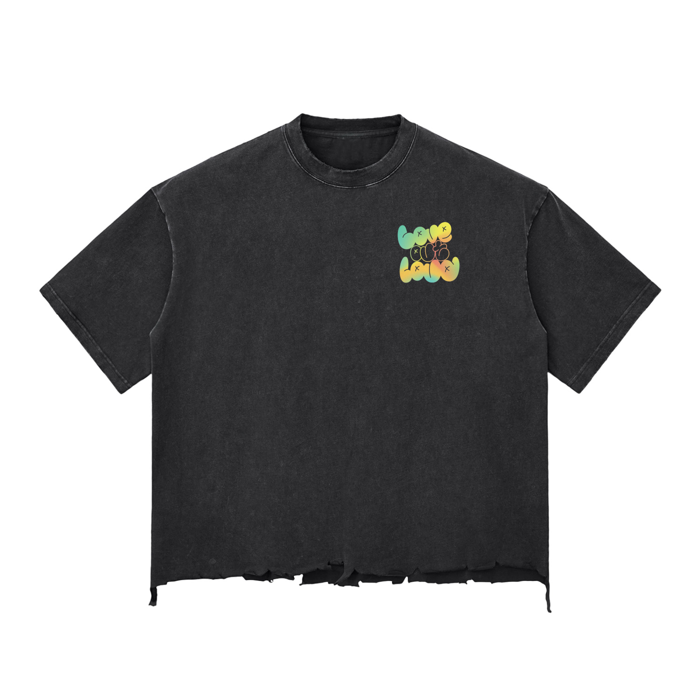 Limited Edition LOL  - Snow Wash Raw-Hem Boxy T-shirt (Unisex)